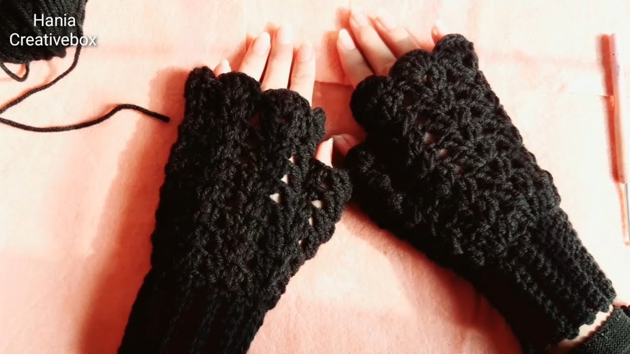 Crochet fingerless gloves #fingerless #gloves #black #easytutorial #freepattern #crochetbeginners