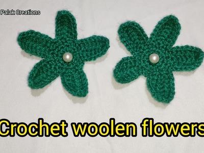 Crochet woolen flowers for cap, dress, baby booties, socks, hair band and other yarn project.