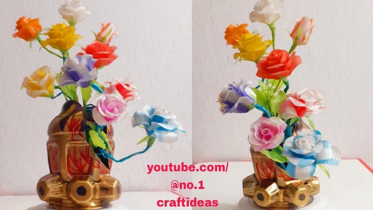 Diy At Home | Old Plastic Bottles  Decorative Flower Vases Making || Home Deco #bestoutofwaste