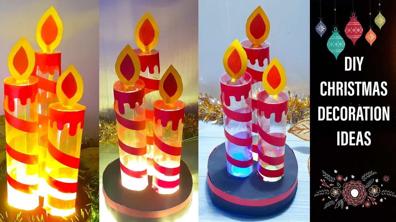 Diy paper Christmas candle decoration.how to make paper candle crafts.candele natalizie fai da te