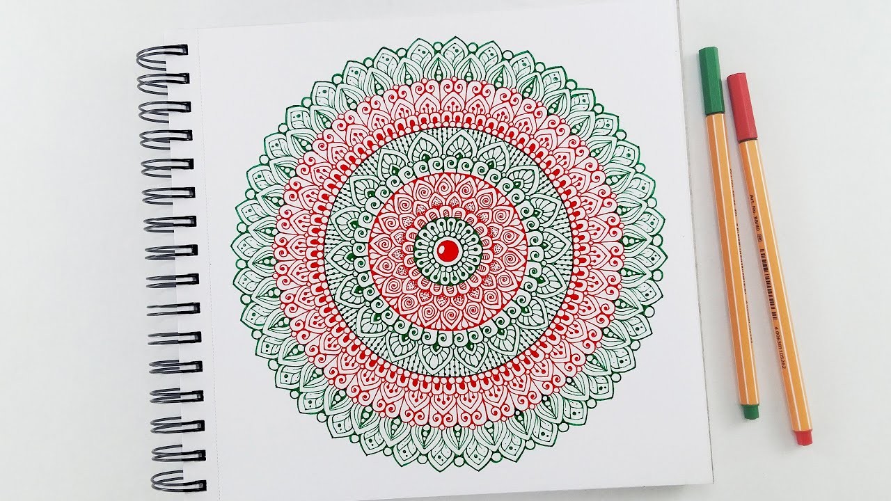 Easy Christmas Mandala art || Zentangle.mandala.doodle art for Christmas cards