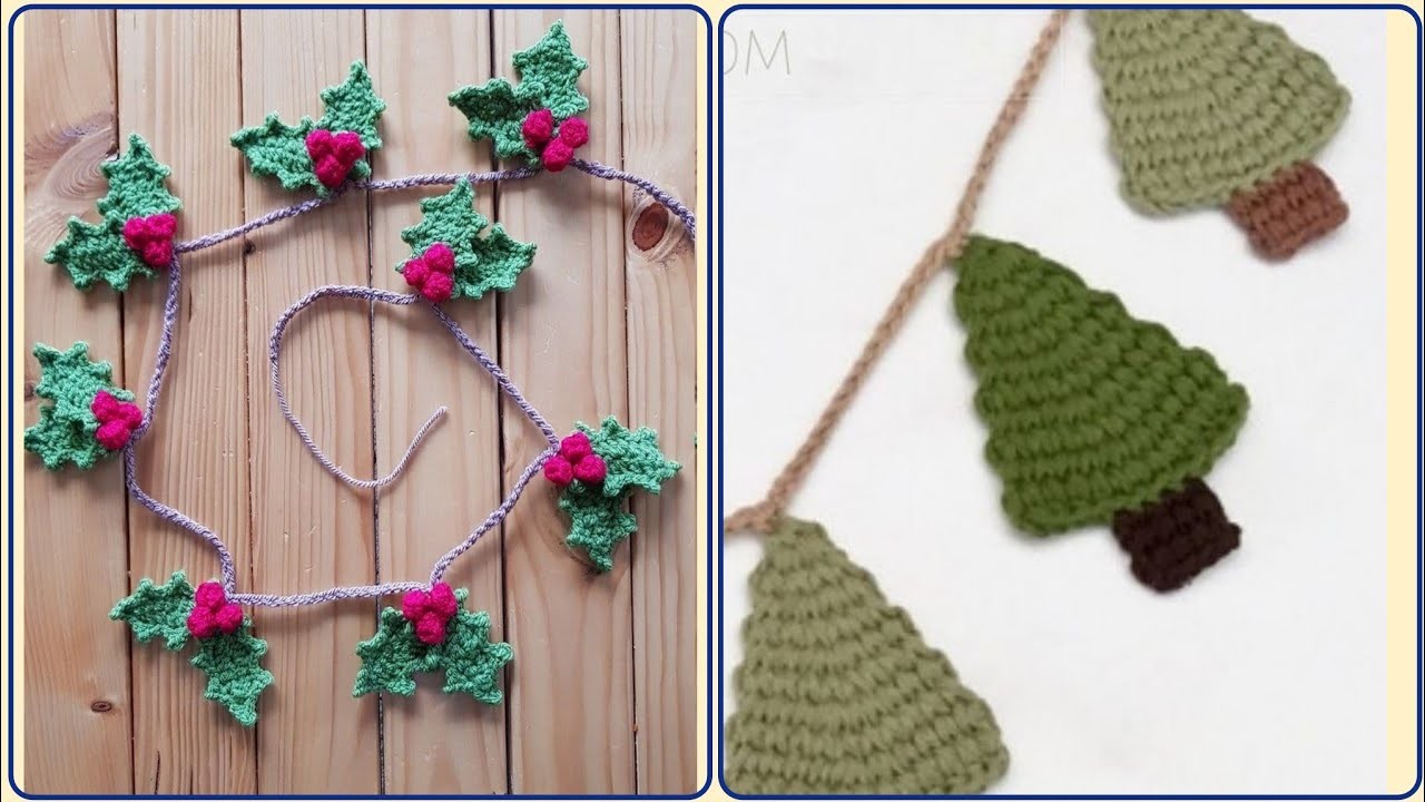 Easy Crochet Christmas Garland - Hand-knitted For Beginner Pattern Designs