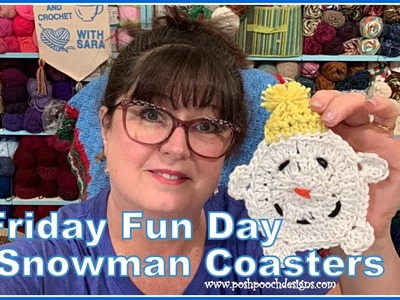 Friday Fun Day  - Snowman Coasters Crochet Pattern #crochet #crochetvideos