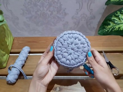 How to crochet two colors circle basket |easy tutorial for beginners|