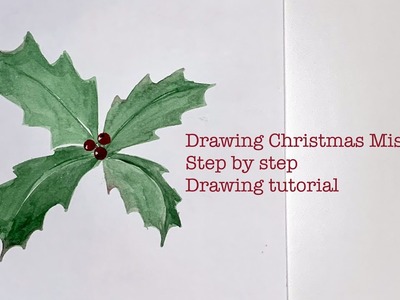 How to draw Christmas Mistletoe in watercolor. Art lessons. Drawing tutorial for beginners.