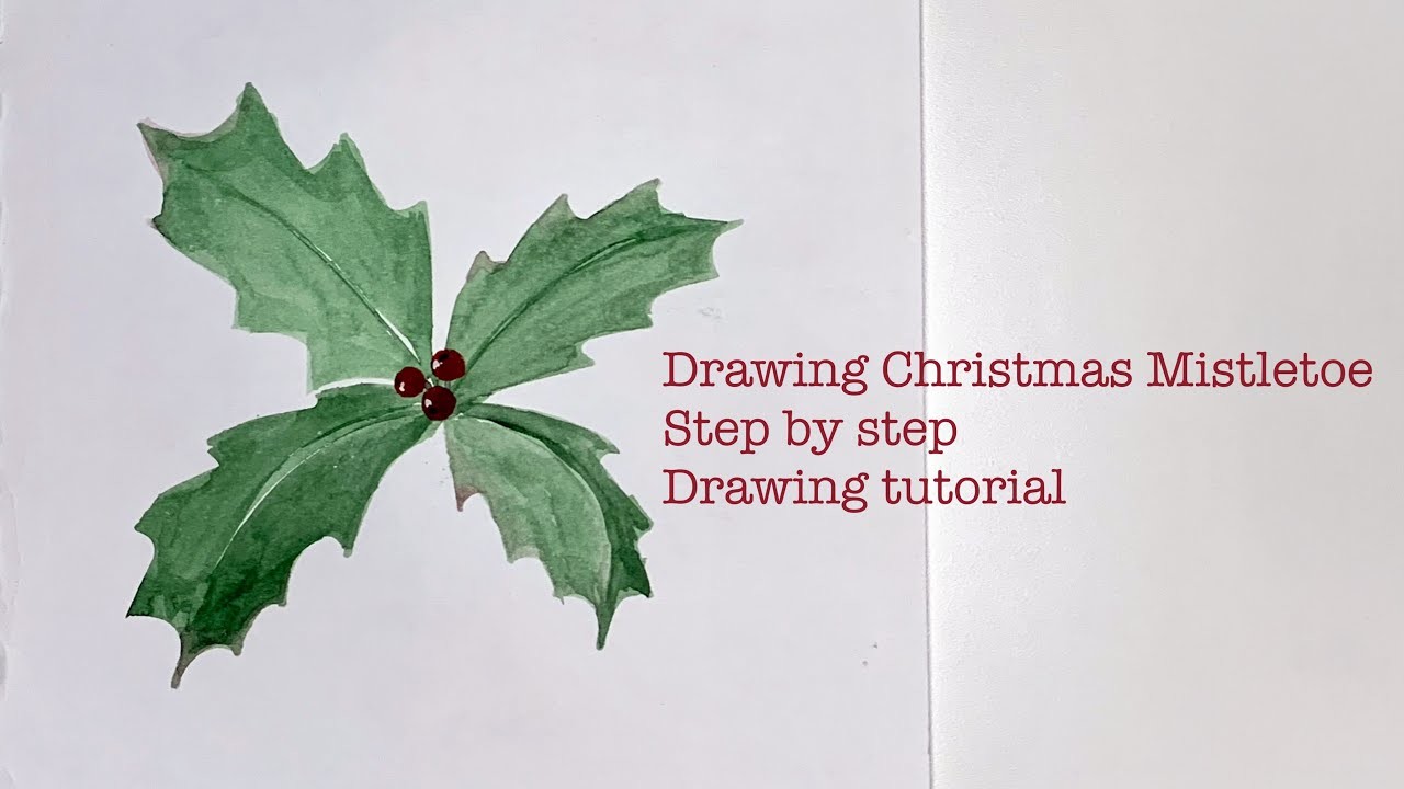 How to draw Christmas Mistletoe in watercolor. Art lessons. Drawing tutorial for beginners.