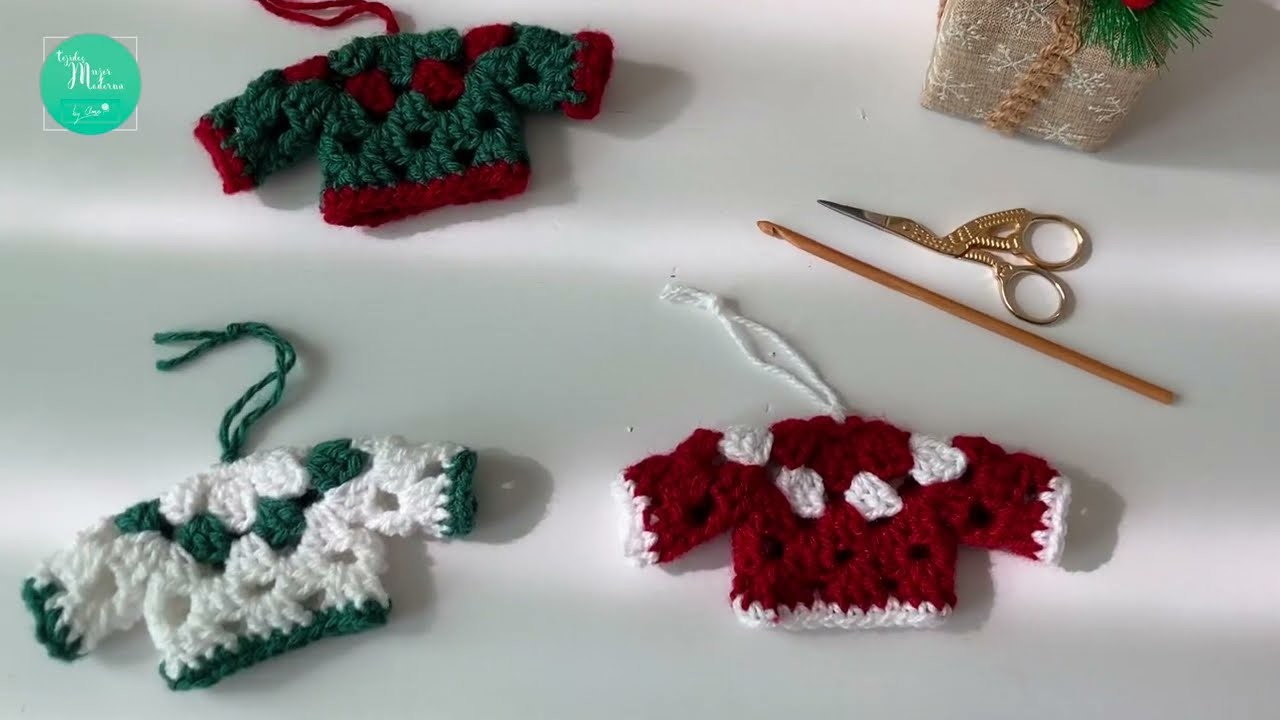 MINI SUÉTER. Decoración Navideña ???? #crochet