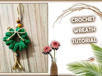 SO PRETTY! DIY Crochet Wreath Ornament free Pattern | Easy Christmas Ornament