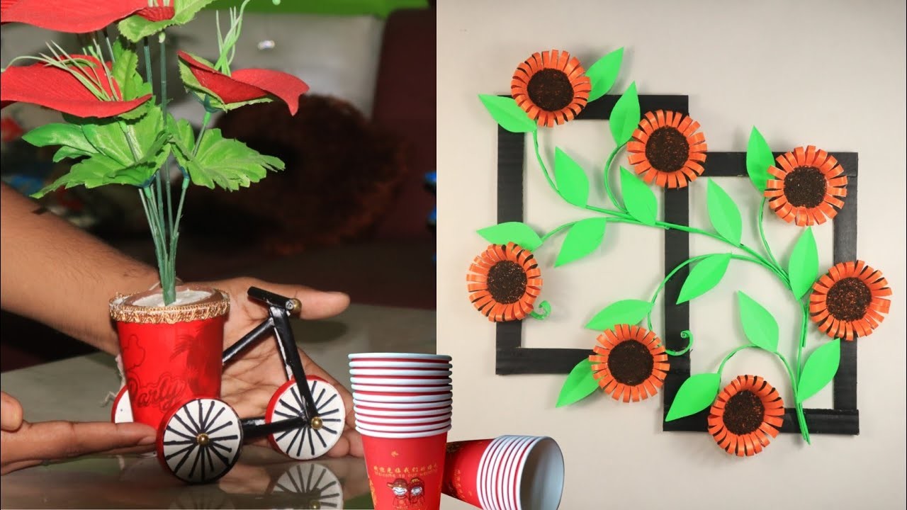 Superb Room decoration ideas | Paper cups Cycle | Wall hanging craft | Best out of waste