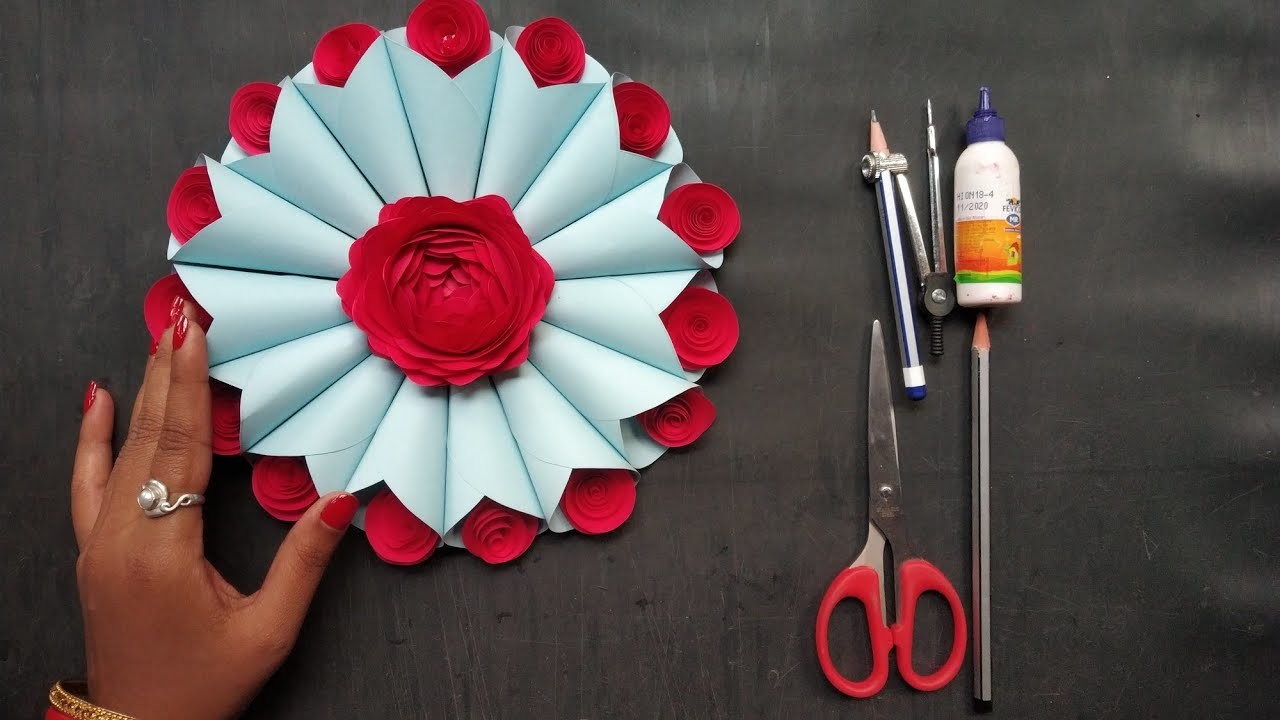 Wall Decoration ideas||New Year  Party Decoration|| Wall Hanging Rose Flower Crafts||DIY craft