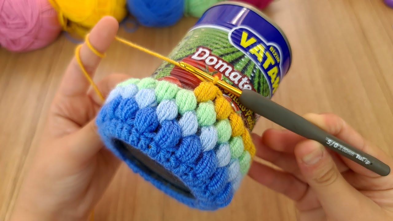Wow!????AMAZING IDEA WITH TIN JAR????I CROCHET this for my TIN JAR and fell in love with the end result!