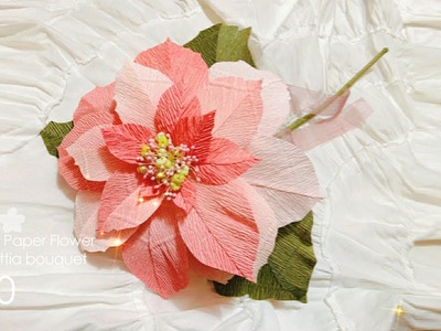 Crepe paper flower "Poinsettia bouquet" making tutorial n.80 | DIY | Healing