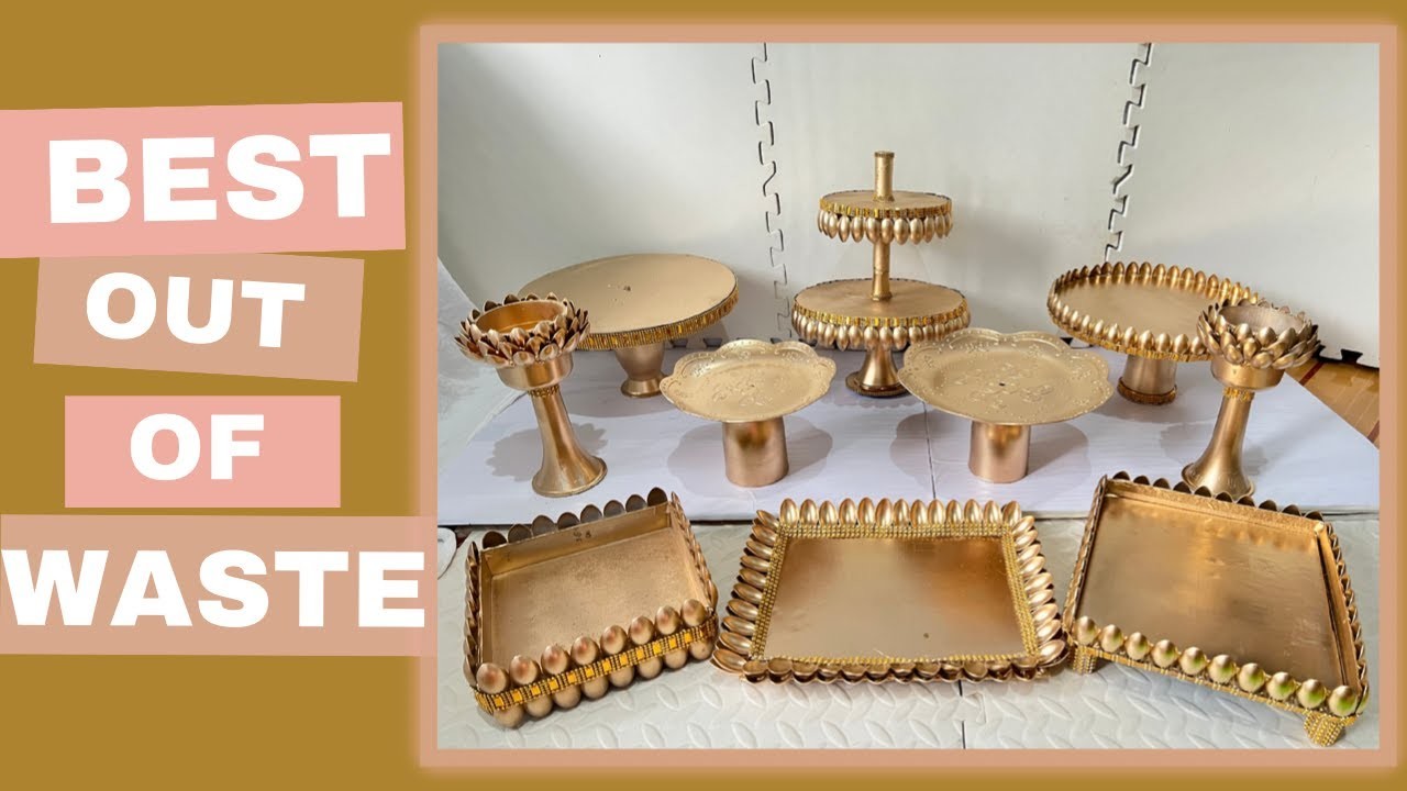DESSERT DISPLAY STAND USING RECYCLED MATERIALS| TURN YOUR GARBAGE INTO USEFUL THINGS