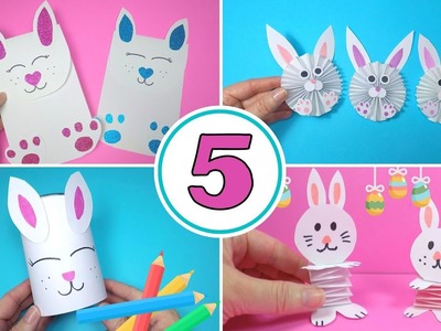 DIY 5 Paper Easter Bunny Crafts | Chinese New Year 2023 Year of the Rabbit