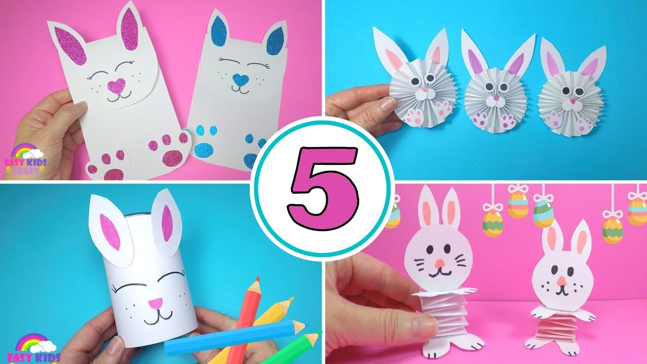 DIY 5 Paper Easter Bunny Crafts | Chinese New Year 2023 Year of the Rabbit
