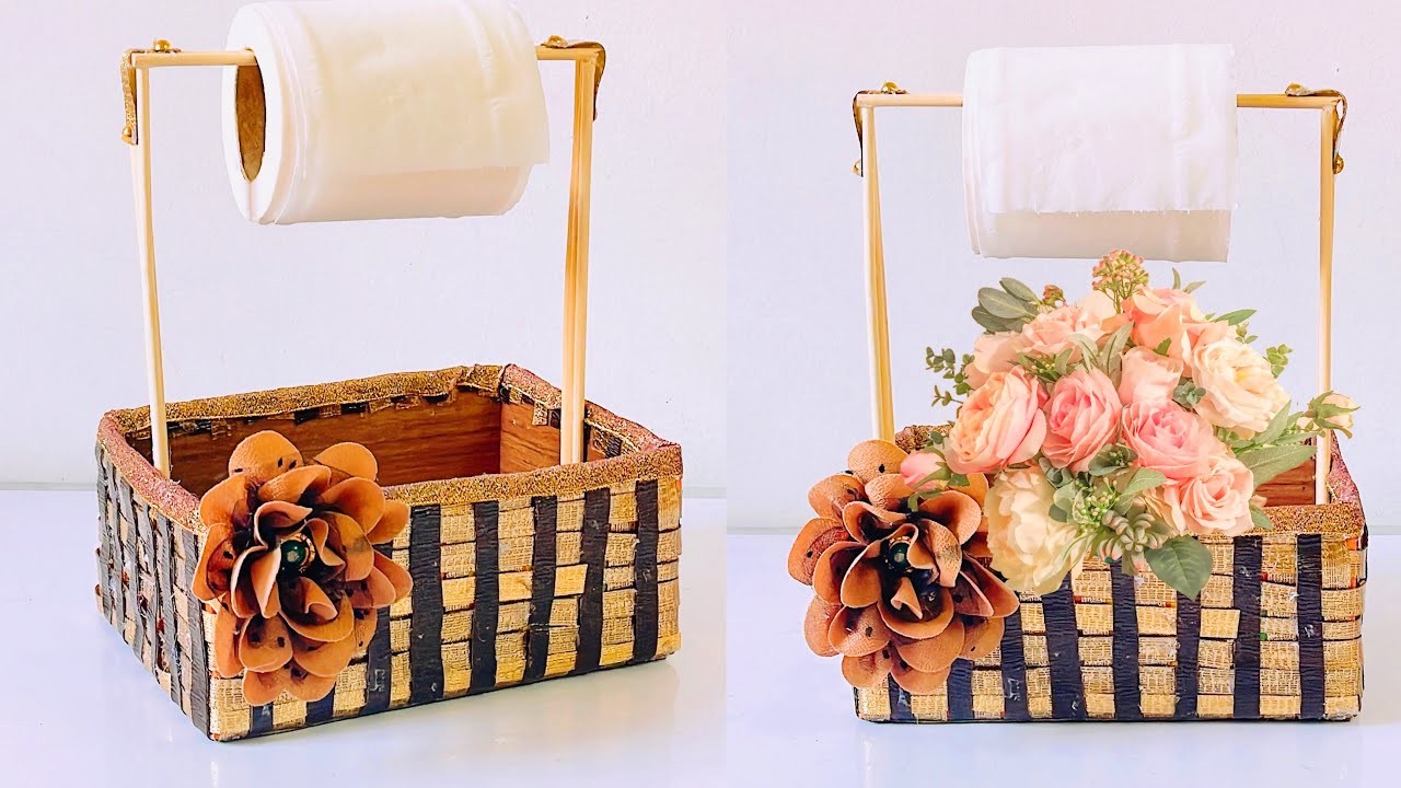 DIY flower basket | tissue paper holder | multi organizer | DIY