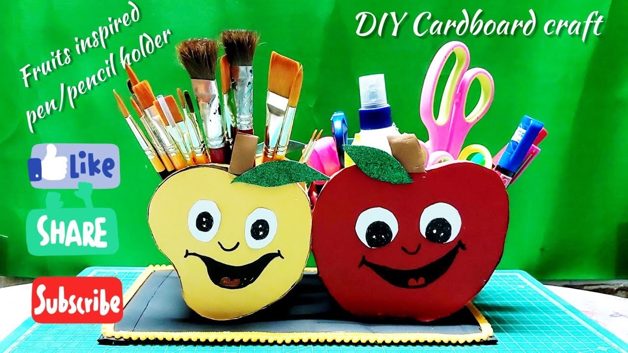 DIY Fruit Stationary Holder || Cardboard craft Idea????|| #craft #diy #organizer #reuse #creativeideas