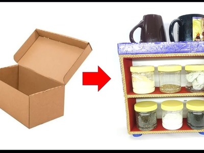 DIY storage rack for kitchen ! DIY Organizer For Kitchen ! Simple DIY Organizers from Boxes