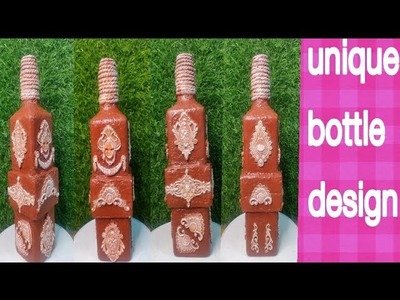 DIY.unique Bottle Craft idea. Bottle art.wine bottle craft. Art. Bottle Art. kashi home decor idea