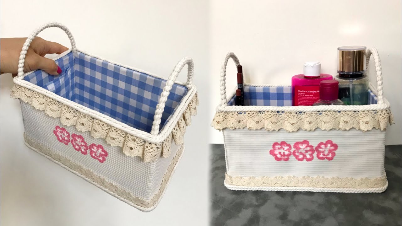 Great Craft Idea with Cardboard and Fabric | DIY Storage Organizer