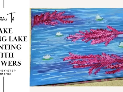 Happy New Year Painting 2023 | Spring lake painting tutorial with flowers Step by Step