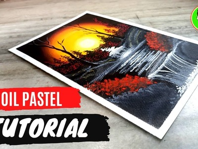 How to draw a beautiful scenery with oil pastels drawing tutorial