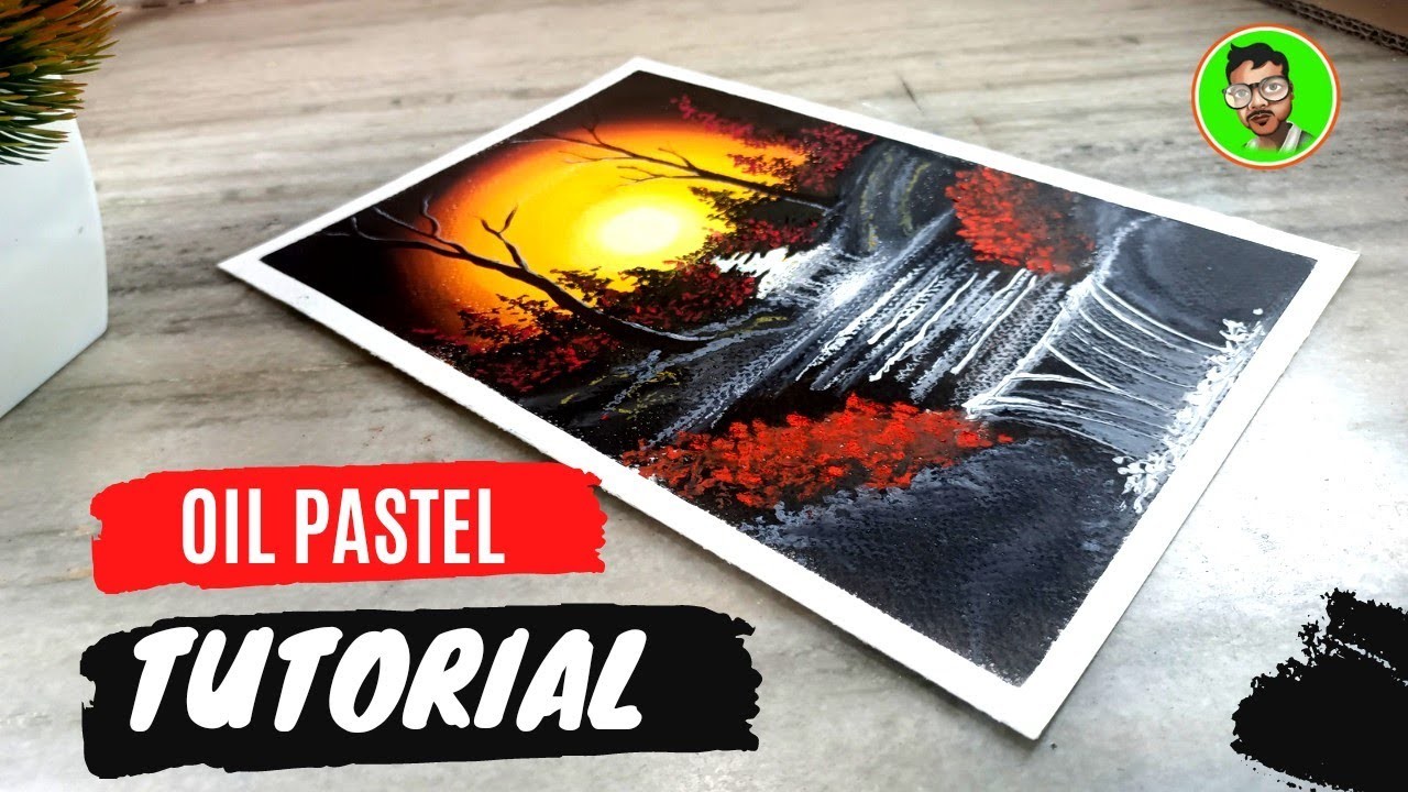 How to draw a beautiful scenery with oil pastels drawing tutorial