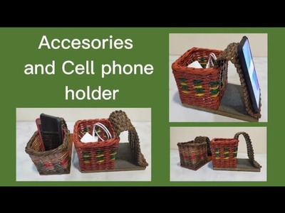 How to make Accesories Pen and cellphone holder. Craft paper tube idea.diy.