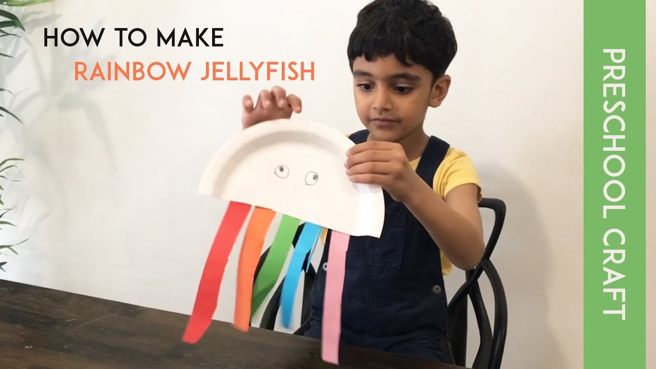 How To Make Cute Rainbow Paper Plate Jellyfish Easy Simple Real Time Paper Craft for Kids #kidscraft