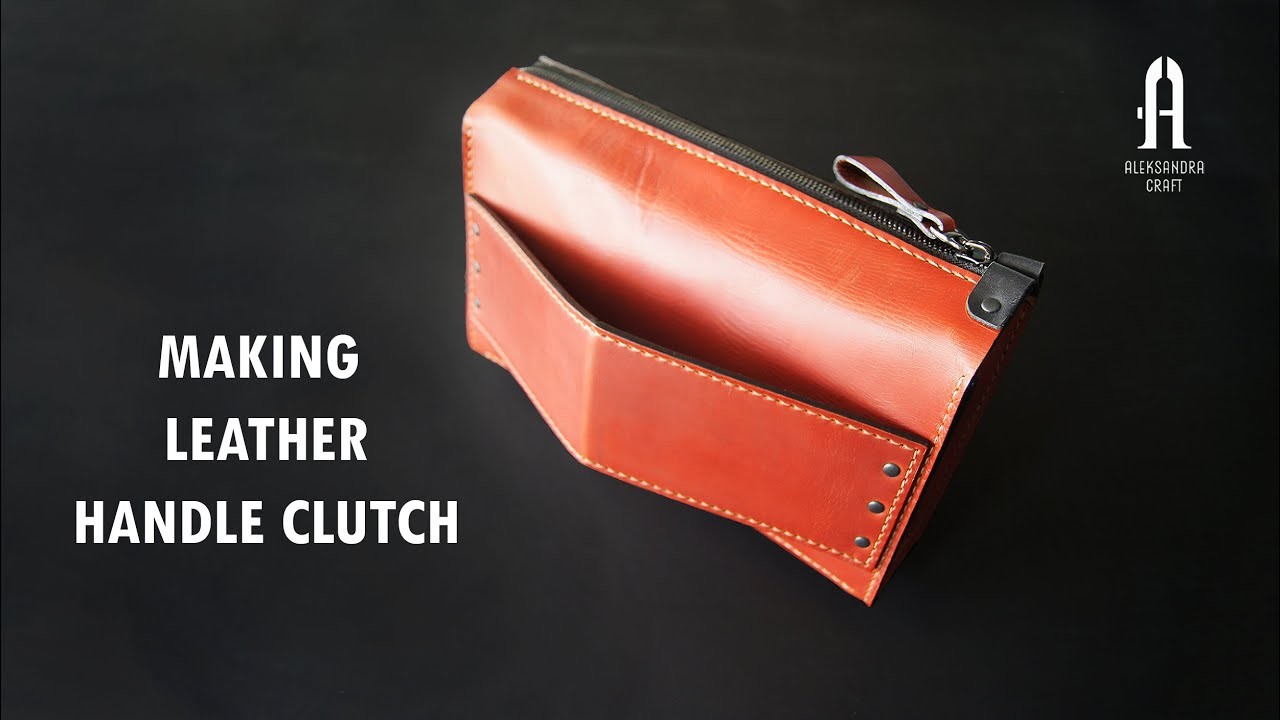 Making leather clutch with handle  video tutorial + pattern PDF  leather craft DIY