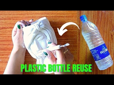 Plastic bottle reuse. pen holder diy. wall putty crafts idea