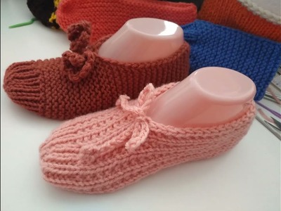 #3 Tuto. Knitting patterns, Pantoufle au tricot. knitted slipper( facile à faire. very easy to do)