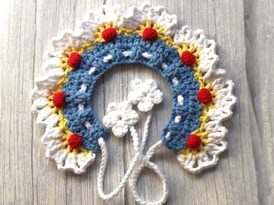 #89 white lace edge cat collar crochet tutorial