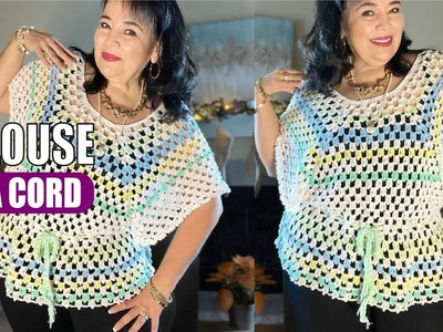 Blouse with a Cord. How to crochet - EASY AND FAST - BY LAURA CEPEDA