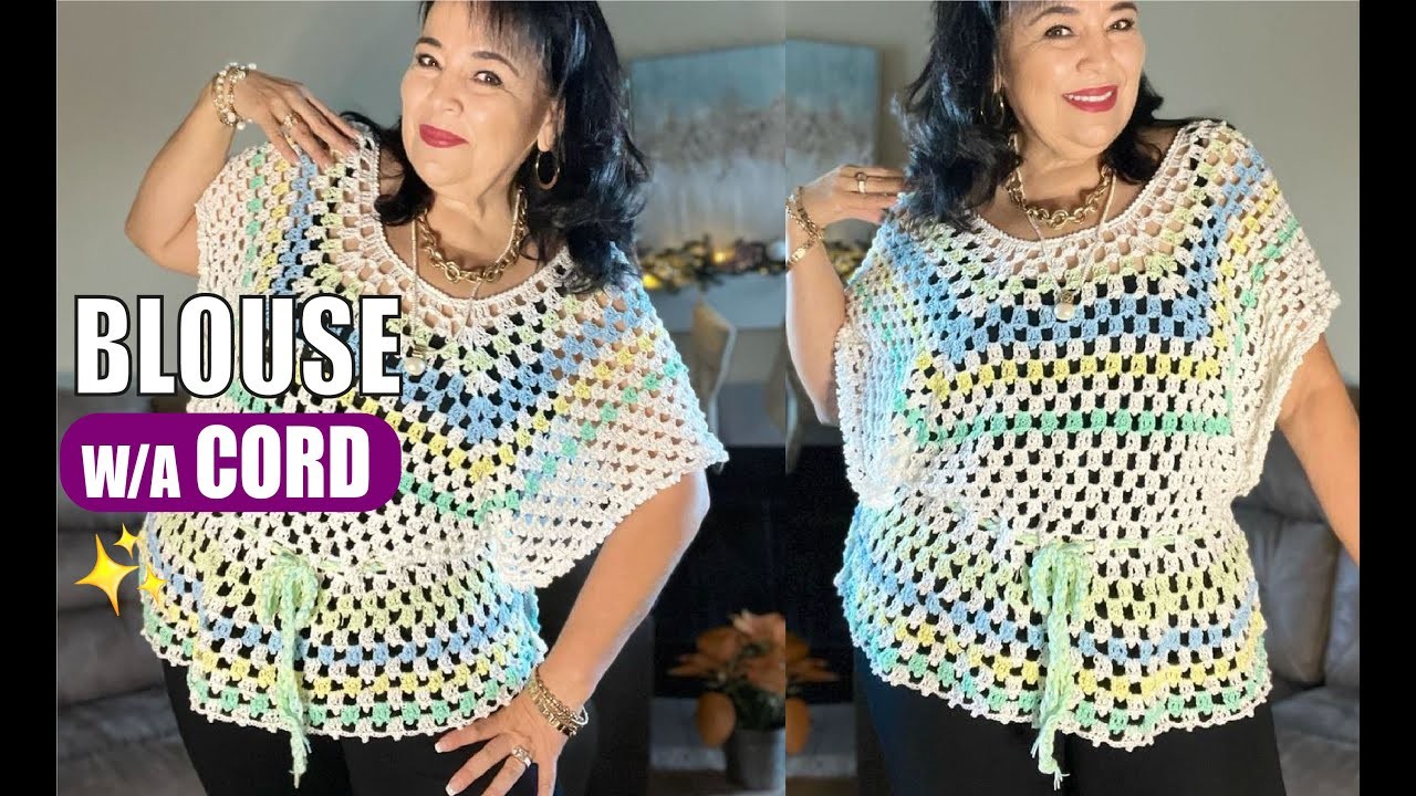 Blouse with a Cord. How to crochet - EASY AND FAST - BY LAURA CEPEDA