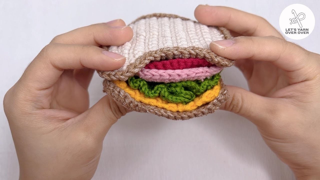Crochet a Sandwich with Bread Toast, Lettuce, Slices of Cheese, Tomato & Meat | Crochet Play Food