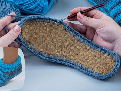 Crochet slippers “ Stripes” on the sole - a tutorial for beginners!