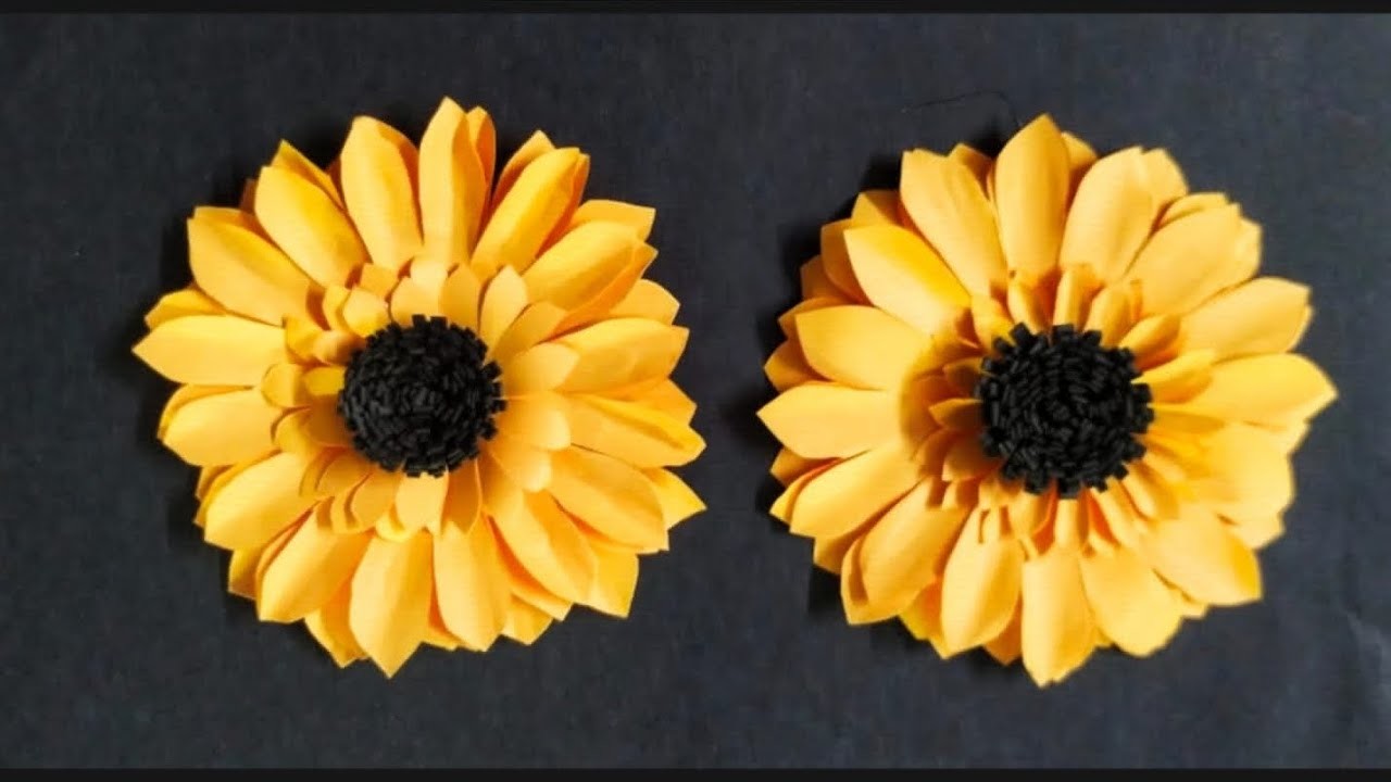 DIY Easy Sunflower Origami paper craft | Beautiful paper flower || Crafty girl studio