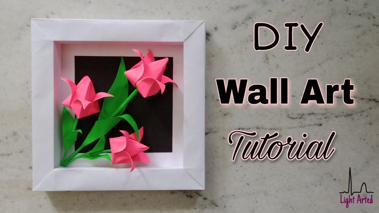 DIY Wall Art Tutorial | Origami Tulips Bouquet Shadow box | Framed Wall Art