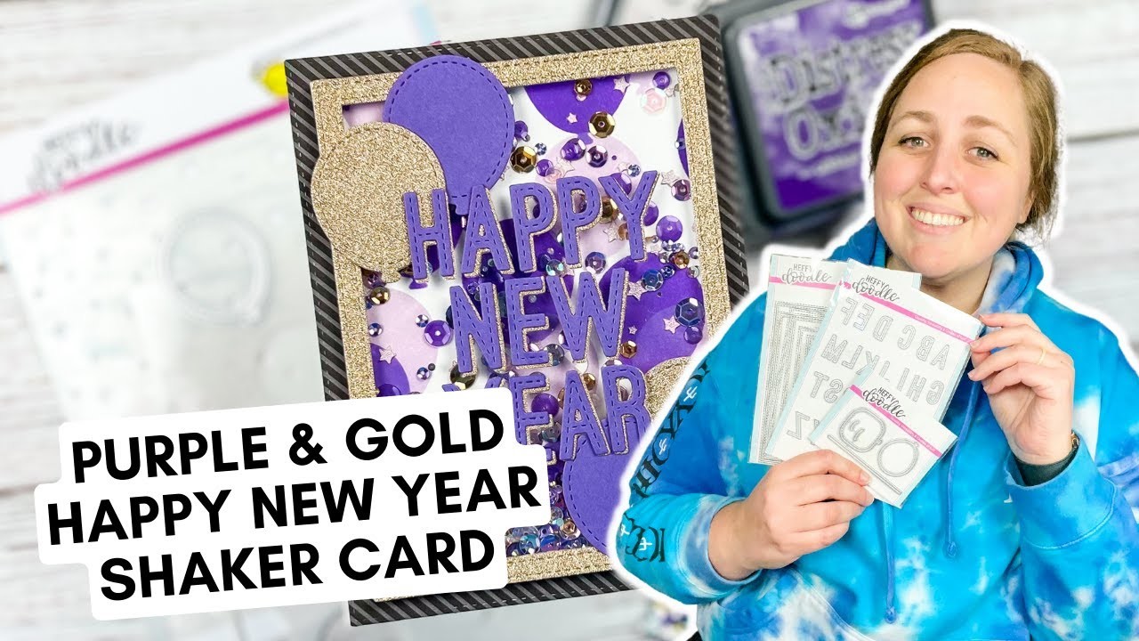 Happy New Year Card with Heffy Doodle [It's a Shaker Card!]