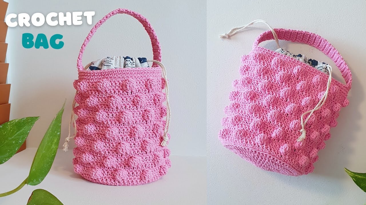 How to Crochet Bobble Bucket Bag with Treble Crochet | Vivi Berry Crochet