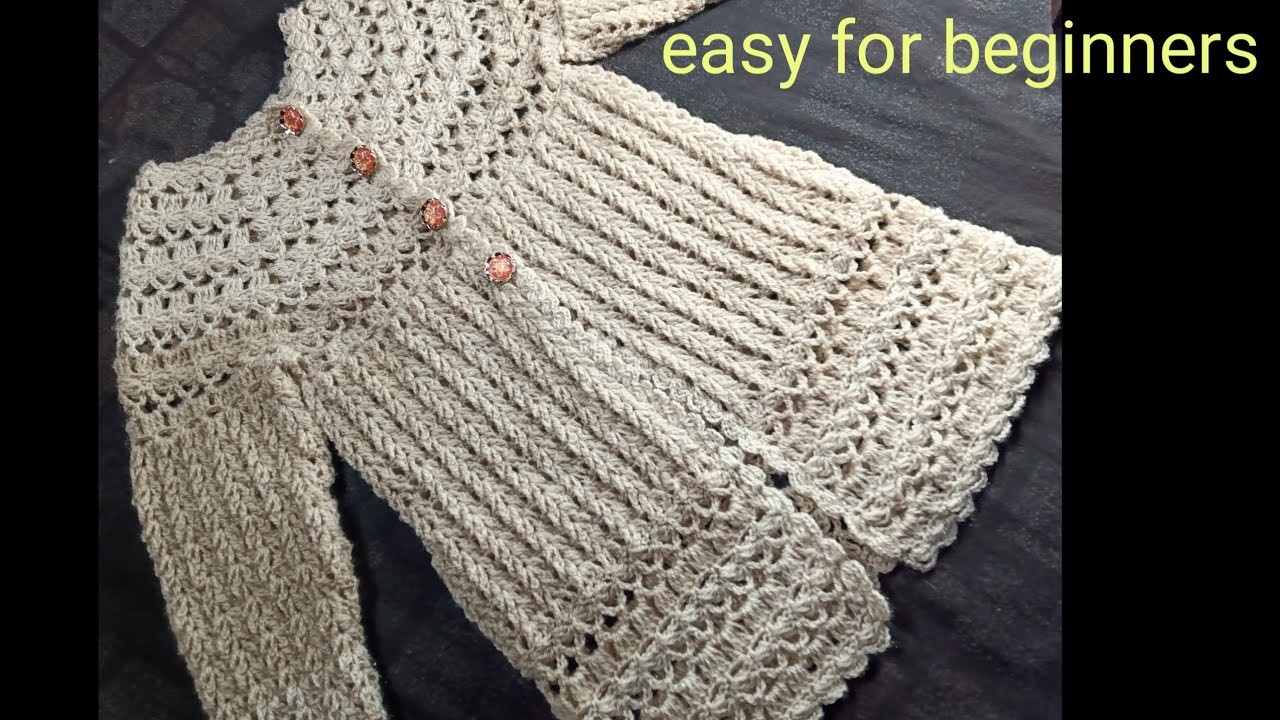 How to crochet ladies cardigan part1.crochet ladies jacket.cardigan ki bunayi.cardigan crochet