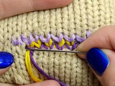 How to Perfectly Repair Holes in a Knitted Sweater(Multiple Threads Broken) _ Easy trick