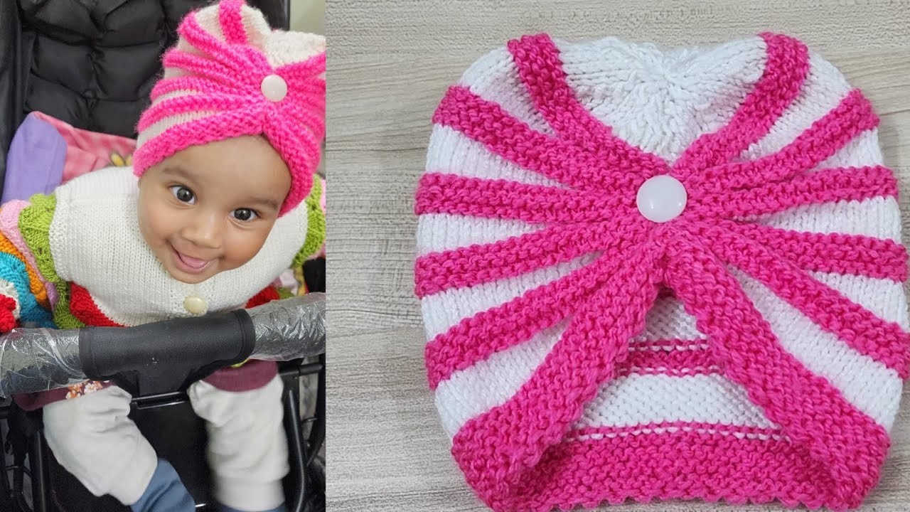 Knitting cap for kids | turban cap for baby | how to knit a baby cap