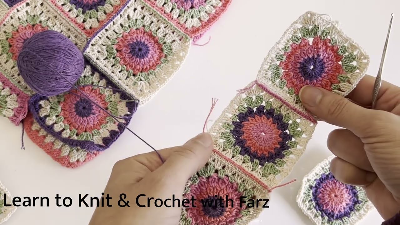 Learn How to Connect Granny Squares ???? Join Crochet Squares and Seams Tutorial for beginners