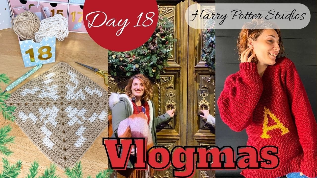 VLOGMAS Day 18 - Crochet Society Advent Calendar Day 18 Square | Harry Potter Studios Tour