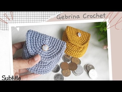 Wow ???? Super Easy Crochet Coin Pouch For Beginner - Dompet Koin Simpel Dari Benang Sisa ( Subtitle)