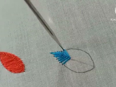 Class 23 : Leaf filling stitch,method 1 using buttonhole #aariembroidery #leaffilling #fillingstitch