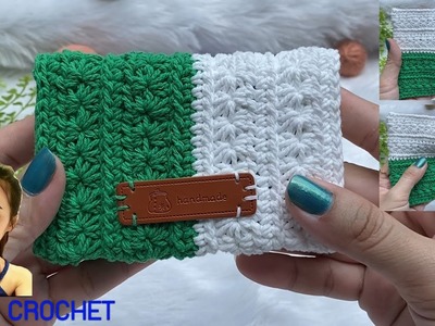 Crochet card holder | Two pockets crochet card holder star stitch | Christmas gift ideas 2022 ????????