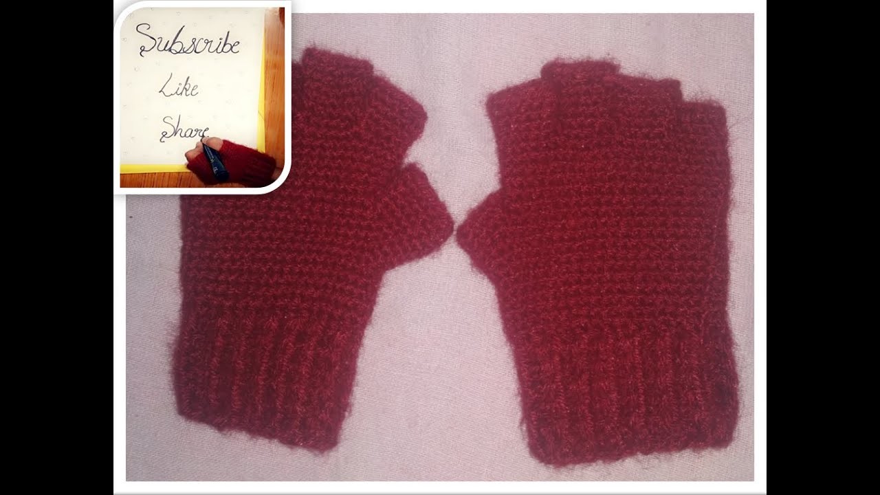 Crochet finger less gloves. crosia se 5-10 years ke baby ke liye finger less gloves banaye.